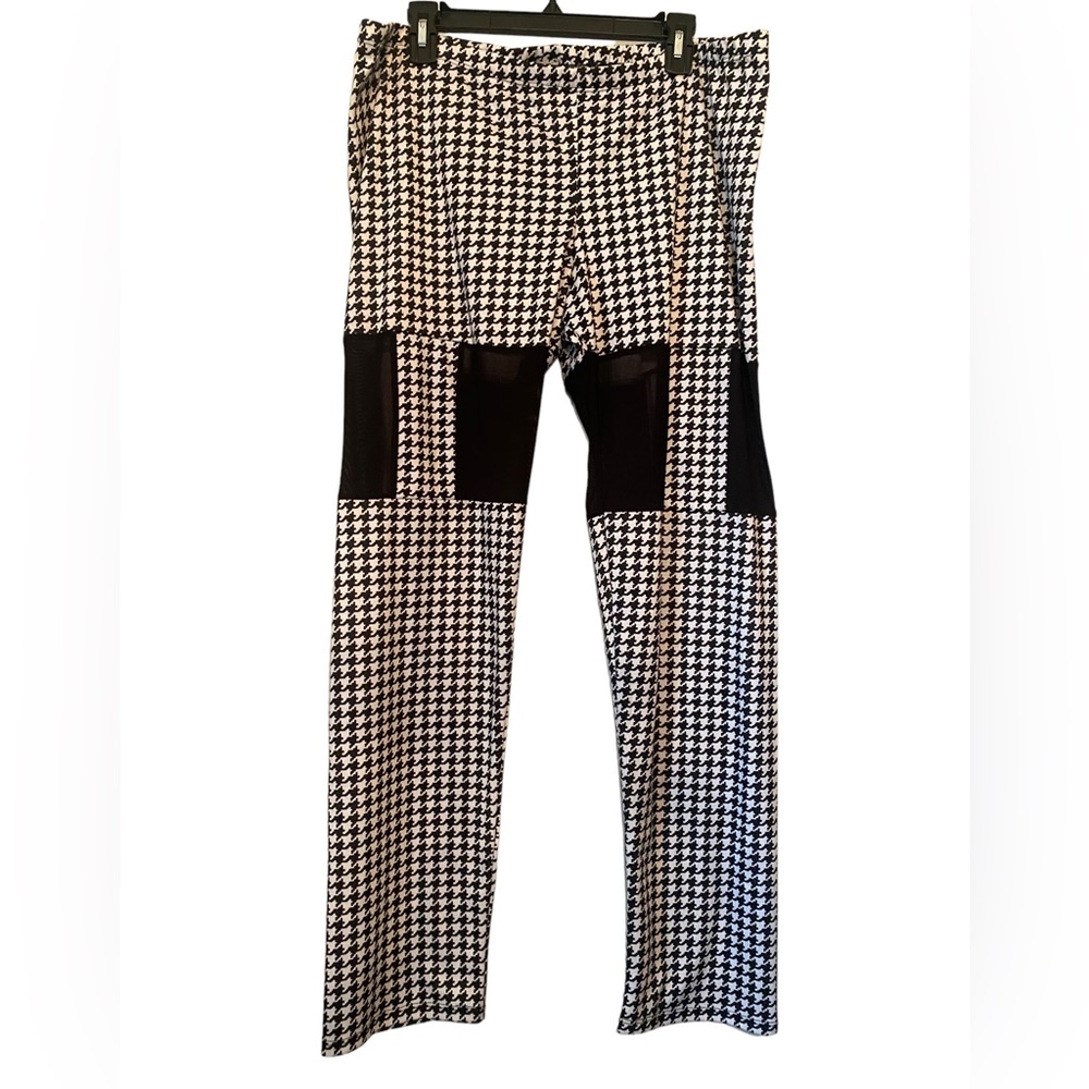 Topia Black and White Houndstooth With Mesh Paneling Detail